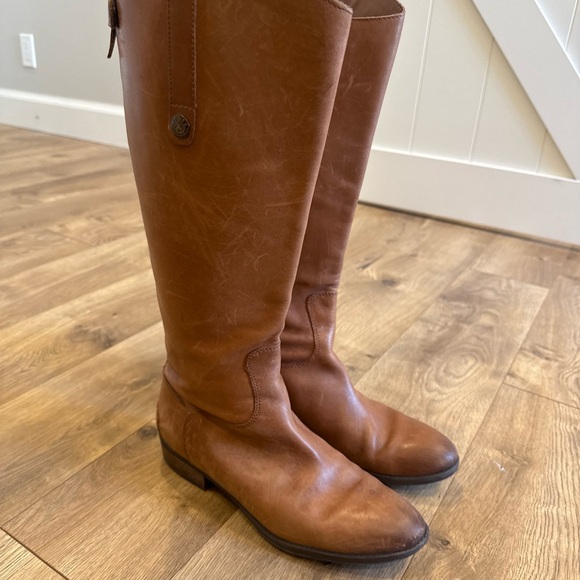 Sam Edelman Penny Boots Womens 9.5W Cognac Leather Tall Riding Equestrian Boho - Picture 1 of 9
